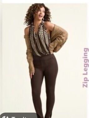 Cabi High-Waist Brown Zip Leggings